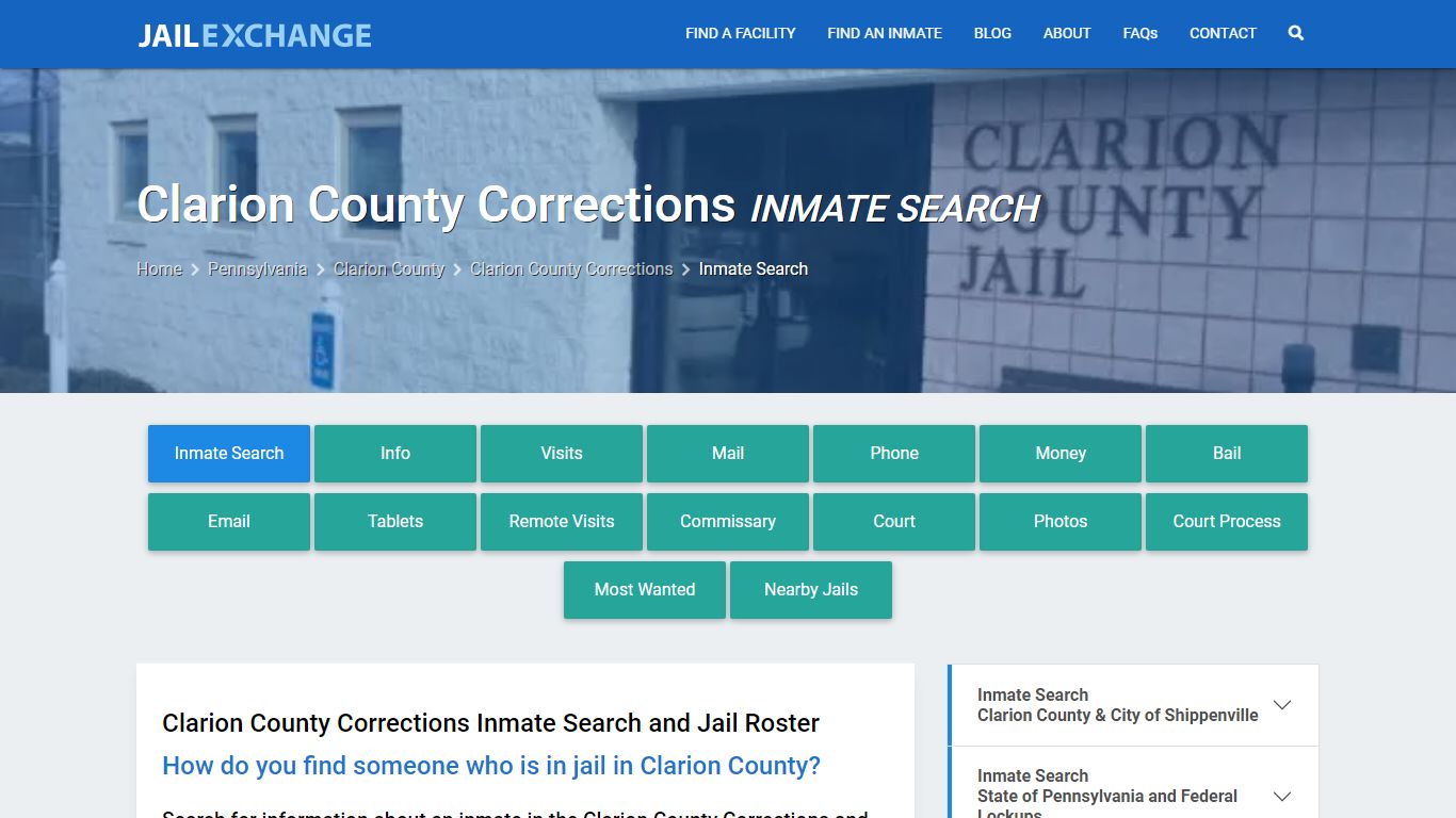 Clarion County Corrections Inmate Search - Jail Exchange